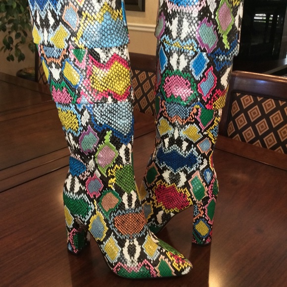 multi colored snakeskin boots